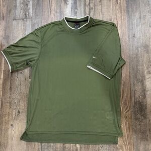 Nike Olive Green Short Sleeve Athletic Tee with White Trim